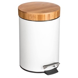 Dustbin with Bamboo Lid 3 L Naturéo White – Bin 3 L Metal Bamboo Natureo, Dimensions Diameter 20.5 x H 25.5 cm 5 five simply smart