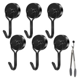 Pack of 6 Magnetic Hooks, Extra Strong, 16 mm Metal Hooks, Neodymium Magnetic Hook Holds, 15 kg Rotatable Magnetic Hook, Magnetic Hook, Magnetic Hook for Kitchen, Lockers, Bedroom, Office, Fridge