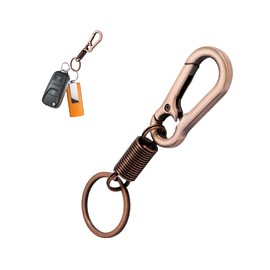 SHMZK Retro Carabiner Shape Keychain, Metal Spring Keyring Holder Organizer Clips, Simple Alloy Car Key Rings for Men Women (Copper)