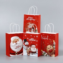 Ins-style Portable White Christmas Paper Gift Bag for Christmas Eve Apples & Candies, New Arrival Kraft Paper/Christmas Snowman 3 21 * 11 * 27 10ea