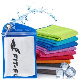Fit-Flip Cooling Towel - Cooling Towel and Microfibre Cooling Towel - Cooling Sports Towel - Airflip Towel for Fitness and Sports - Ice Towel Cooling Towel (White, 100 x 30 cm)