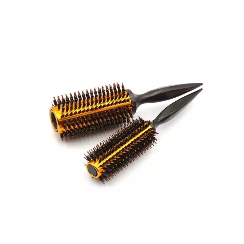 1pc 천연 멧돼지 강모 라운드 브러시 나무 손잡이 헤어 롤링