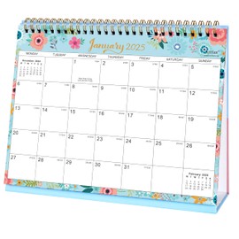 2025 Desk Calendar - Standing Flip 2025 Desktop Calendar with Thick Paper, January 2025 - Dec. 2025, 25.5 x 20.5 x 8 cm, Twin-Wire Binding, Large Unruled Blocks