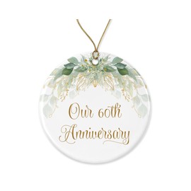 HTDesigns 60th Christmas Ornament - Wedding Gift for Couple - Parents 60 Years Anniversary Ornament Printed on Both Sides