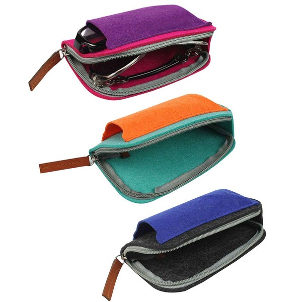 JAVOedge [3 PACK], Double Eyeglass Case Fits 2 Frames in