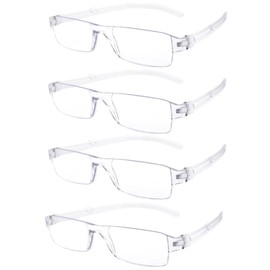 Pack 4 Rimless Reading Glasses,Blue Light Clear Frames Reader Lightweight for Men and Women 1.0