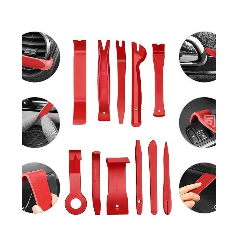 19Pcs Auto Trim Removal Tool Set, Red and Black, Professional