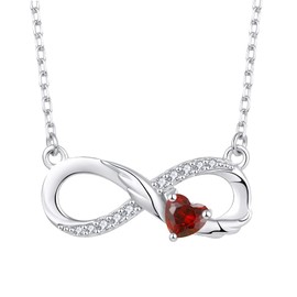 Starchenie Infinity Necklace 925 Sterling Silver Angel Wings Heart Birthstone Necklace for Women