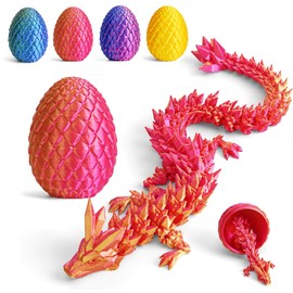 Myqiqi 3D Printed Dragon in Egg, Fully Movable Crystal Dragon with Dragon Egg, Home Decoration & Stress Relief Gift for Kids and Leaders