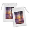Lunarable Tropical Fabric Pouch Set of 2, Sunset over the