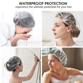 50PCS Disposable Shower Caps - 44CM Plastic Elastic Bath Cap - Waterproof Hair Caps for Home Use, Hotel, Spa, and Hair Salon
