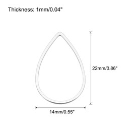 sourcing map Teardrop Beading Hoop Link, Hollow Open Bezel Charm Linking Rings 14x22mm Silver Tone for Earring Jewelry Making, Pack of 50