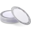 Kinmsito Pack of 20 Plastic Plates with Silver Rim, 19