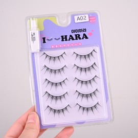아이하라 쁘띠업 속눈썹 10p + 글루 세트 A02, 블랙, 2세트 Aihara Petit Up Eyelashes 10p + Glue Set A02, Black, 2 Sets