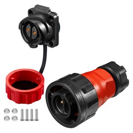 CNLINKO YM-24 Industrial Waterproof Connector IP68 Round Connector Military Design Aviation Connector PBT Housing Plug Aviation Connector M24 Flange Socket (2 Pin)