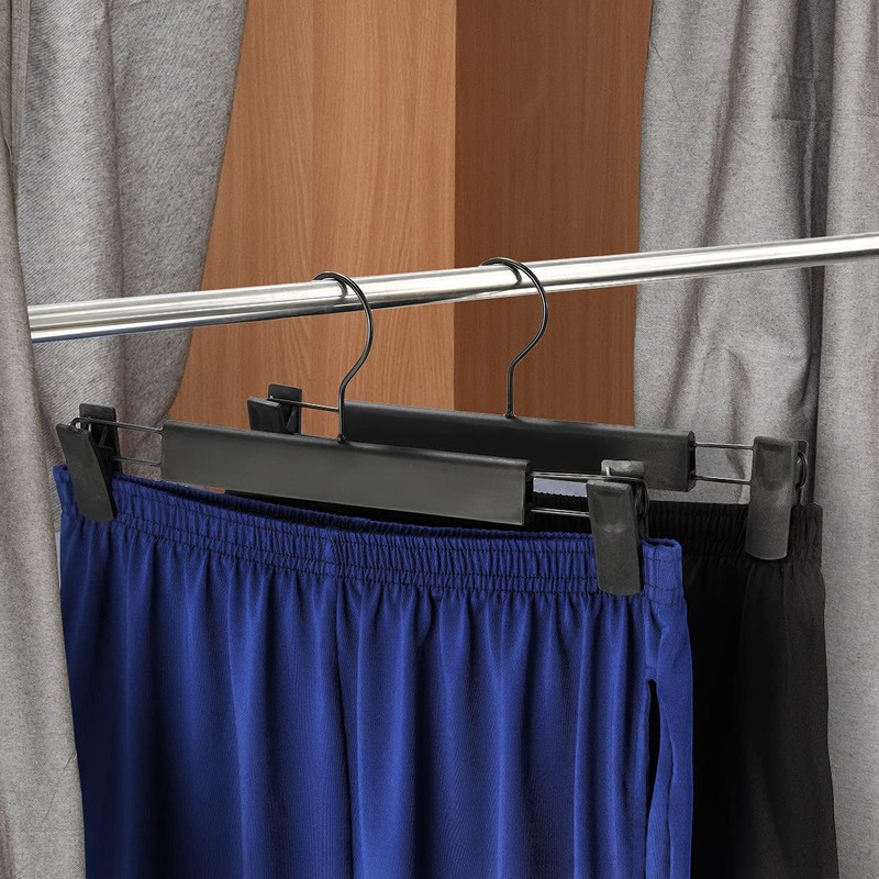 GUANJUNE 10 Pack Clothes Pants Hangers, Space-Saving Skirt Holders with