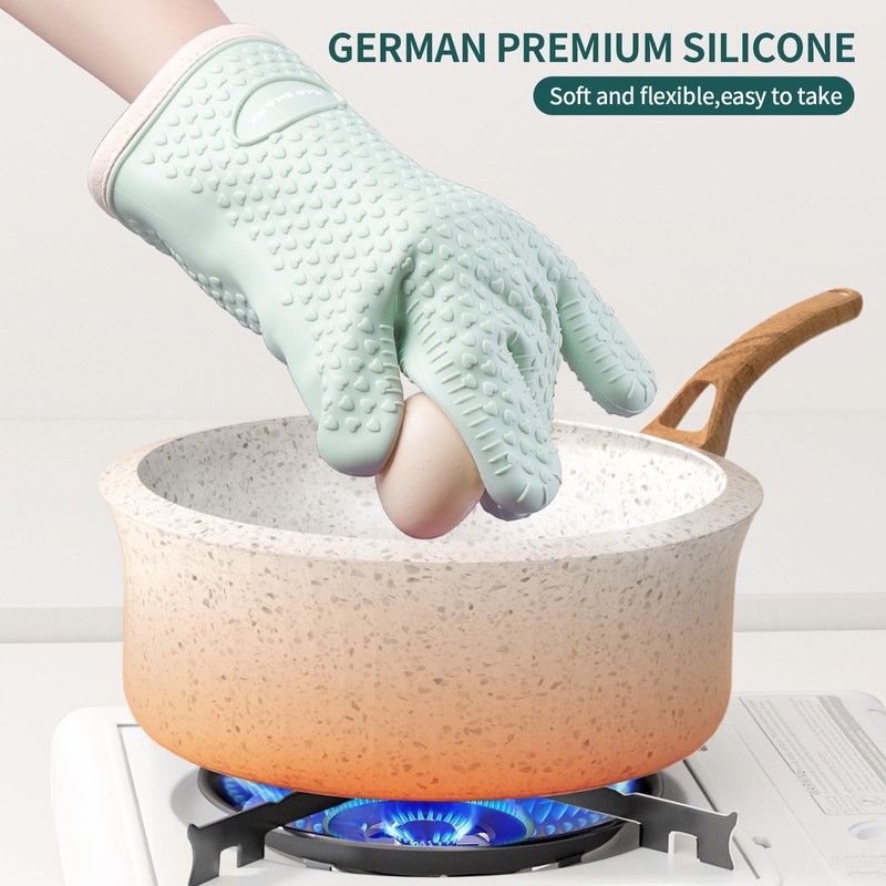 MAD SHARK Silicone Oven Mitts Heat Resistant 450 Degrees,Waterproof &