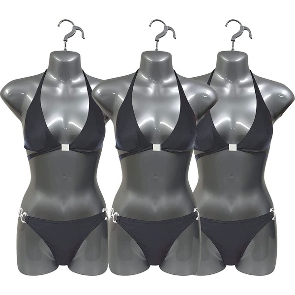 DisplayTown 3 Packs of Silver Female Mannequin Hip Long Hollow