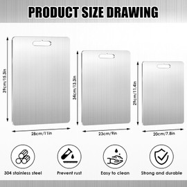Stainless Steel Chopping Board, Thick Metal Chopping Board, Cutting Mat, Kitchen Chopping Boards for Kitchen, Outdoor, Camping, Hiking (S)