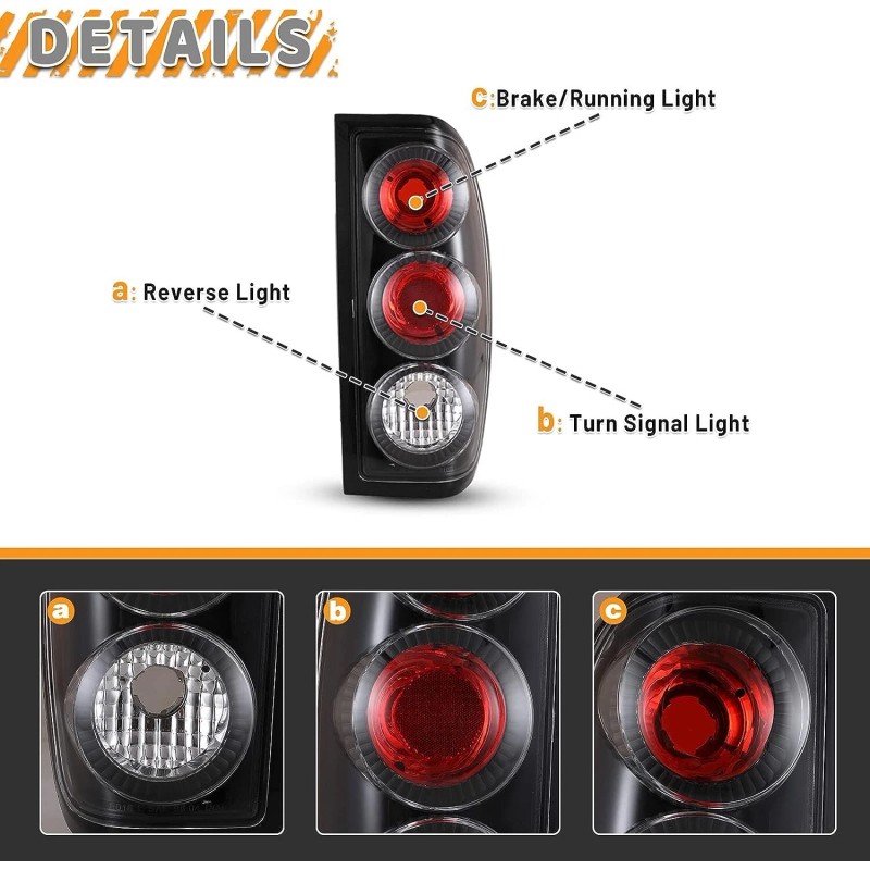 Wolfx Tail Lights Clear for 1998-04 Nissan Frontier Pickup Rear