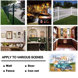 Fall Wall Decor Metal Sign Happy Fall Y'all Blue Truck Pumpkin Field Tin Sign Autumn Décor for Home Farm Bar Pub Cafe Farm Room 12x8 Inches