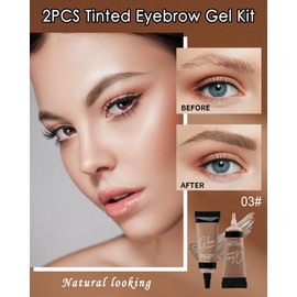 Tinted Eyebrow Gel Kit-2PCS Brown Thickening Brow gel para cejas,Brow Fillers,Fast Definitio Brow Glue,Natural Long Lasting Waterproof Eyebrow Makeup Gift for Women with 2 Eyebrow Brushes-Set 03