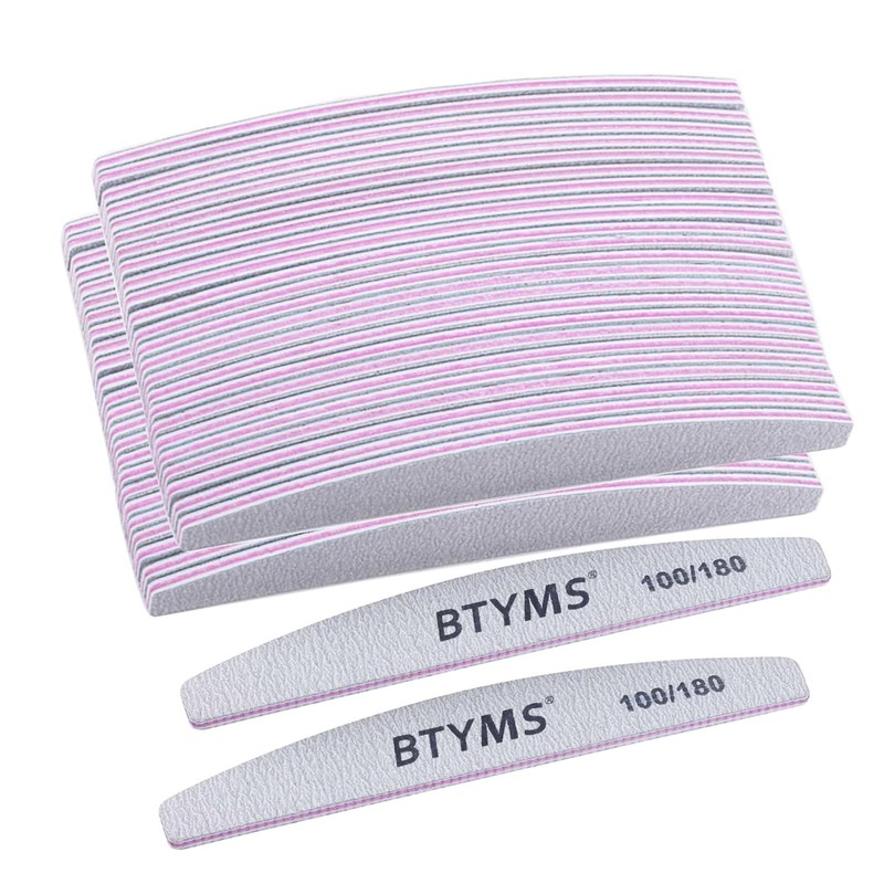 BTYMS 50 Piezas Limas de Uñas de Grano 100/180 -