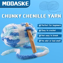 8 Pcs Chunky Yarn for Hand Knitting - Chunky Chenille Yarn for Crocheting - Fluffy Yarn for Crochet - Jumbo Yarn for Hand Knitting 227 yds 61.6 oz of Super Bulky Yarn (Green-White-Curry)