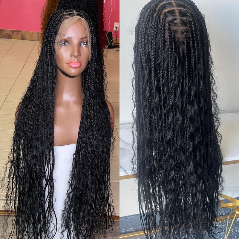 BOHO Knotless Braided wig - braids: Brown knotless boho braids,