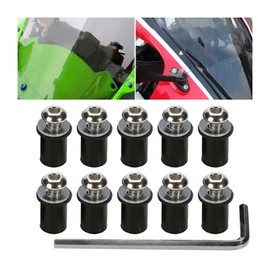 CGEAMDY 10 Pieces Windscreen Bolt Kit, Universal Windshield Modified Screw, Motorcycle Fixing Screw, Multifunctional Car Accessories, Windshield Installation Kit, for Most Motorcycles(Silver)
