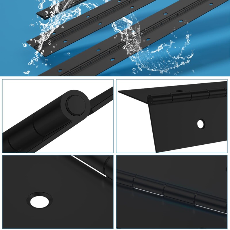 EPHECH 4PCS 12Inch Black Continuous &Piano Hinge, Heavy Duty Stainless