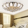 Dimmable Crystal Chandeliers Lotus-Shaped Flush Mount Ceiling Light with Remote