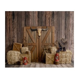 Ladvis 10x8ft Western Cowboy Backdrop Wild West Photo Background Portrait Photography Props Cowgirl Theme Birthday Party Decorations Rustic Wood Banner Kids Baby Shower Photoshoot Supplies