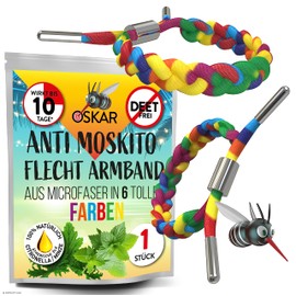 OSKAR - Stylisches Mückenschutz Armband Erwachsene, 1er Pack zur Mückenabwehr - Rainbow geflochten - Anti Mücken Schutz, extrem effektiv & Wiederverwendbar | Mückenarmband für Camping & Festival