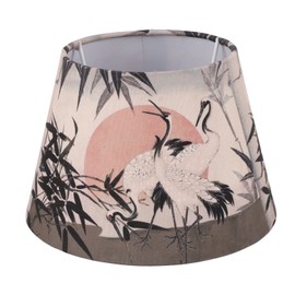 Chinese Style Lamp Shade Cloth E27 E14 Red Crowned Crane Decorative Drum Lamp Shade for Table Floor Lamp Hanging Light