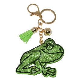 Popfizzy Green Frog Keychains for Women and Girls, Bling Backpack Key Chain for Animal Lovers, Rhinestone Purse Charms