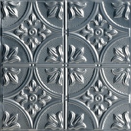 Shanko SK309-laq-24x24-N-6 Tiny Tiptoe Stamped Metal Nail-up Tin Ceiling Tile (24 sq. ft), Silver, Pack of 6