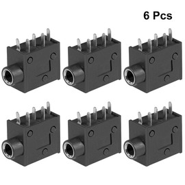 uxcell 6Pcs PCB Mount 3.5mm 5 Pin Socket Headphone Stereo Jack Audio Video Connector Black PJ325