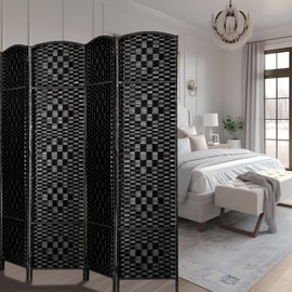 RHF 6 ft.Tall Room Divider, Room Dividers and Folding Privacy Screens, 16" Privacy Screen 6 Panel Room Divider Wall Partition Room Dividers Panel Screen Portable, Black