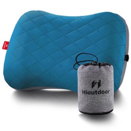 Hioutdoor Inflatable Pillow for Camping with Removable Cushion Cover, Air Cushion, Beach Pillow, Ergonomic Travel Pillow, Outdoor Inflatable Travel Neck Pillow, Comfortable Sleeping Pillow (Blue)