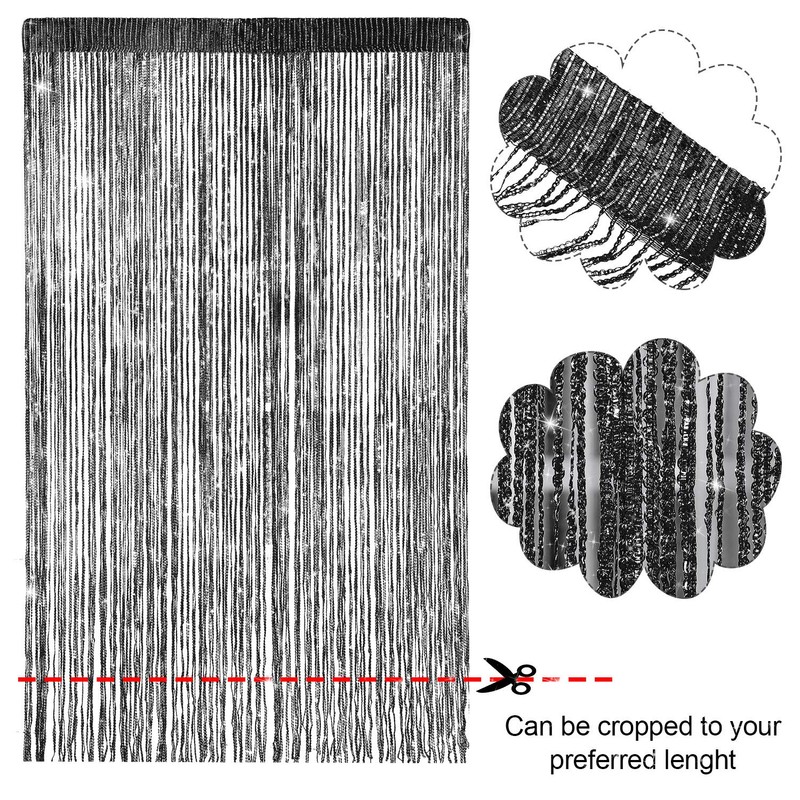 Sinmoe 2 Pieces Glitter String Curtain Panels Cotton String Curtain
