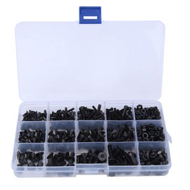 460 Pieces Screw Nut Set, M3 M4 M5 Hex Socket Screws Set, Machine Screws, Washers Hardware Tools with Plastic Box, M3 M4 M5 Screw Nut Assortment