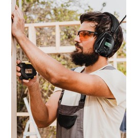 PROTEAR Digital AM FM Radio Headphones, 30dB SNR Noise Reduction Hearing Protection for Adult, Comfortable Work Safety Earmuff for Lawn Mowing, Construction, Chainsaw, Woodworking(Black)