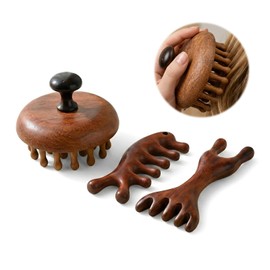 Wooden Scalp Massage Brush, Pack of 3, Scalp Massage Comb, Wooden Comb with Wide Teeth, Oxygen Massage Tool to Promote Blood Circulation, Reduces Dandruff, Relaxing Scalp Care