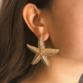 Gold Starfish Stud Earrings for Women – Elegant Summer Jewelry for Vacation and Beach Party-gold