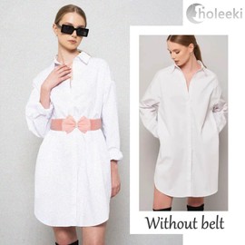 Choleeki Women's Elastic Bow Belt Wide Rhinestone Stretch Belts Ladies Waist Accessories for Dress Jeans (pink, S)