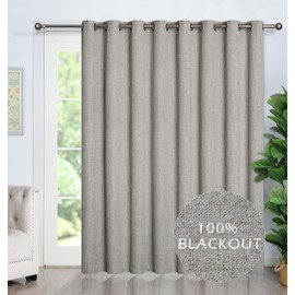 GRALI Cortina Blackout Ventanas Grande, Tela Gruesa de Lino, Reducción de Ruido, Beige, 254 X 274 CM, 1 Pieza
