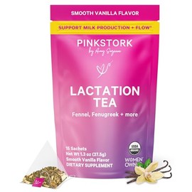 Pink Stork Lactation Smooth Vanilla Nursing Support Tea -Organic Loose Leaf Tea in Biodegradable Sachets -Natural Breastfeeding Support -Enhance...   