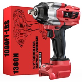Cordless Impact Wrench 1/2 inch for Milwaukee 18v Battery – Brushless High Torque Impact Driver Gun with 1000 Ft-lbs Torque, LED Work Light, Ergonomic Design for Heavy-Duty Performance(no battery)