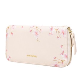 Pomelo Best Womens Purse Large Embossed Flower Zip Wallet with Wrist Strap and RFID Blocker